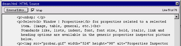  window to HTML code