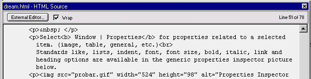 window to HTML code