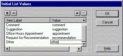 List Values Dialog